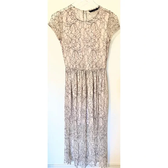 Zara | Dresses | Zara Trafaluc Lace Dress Pink Black S | Poshmark